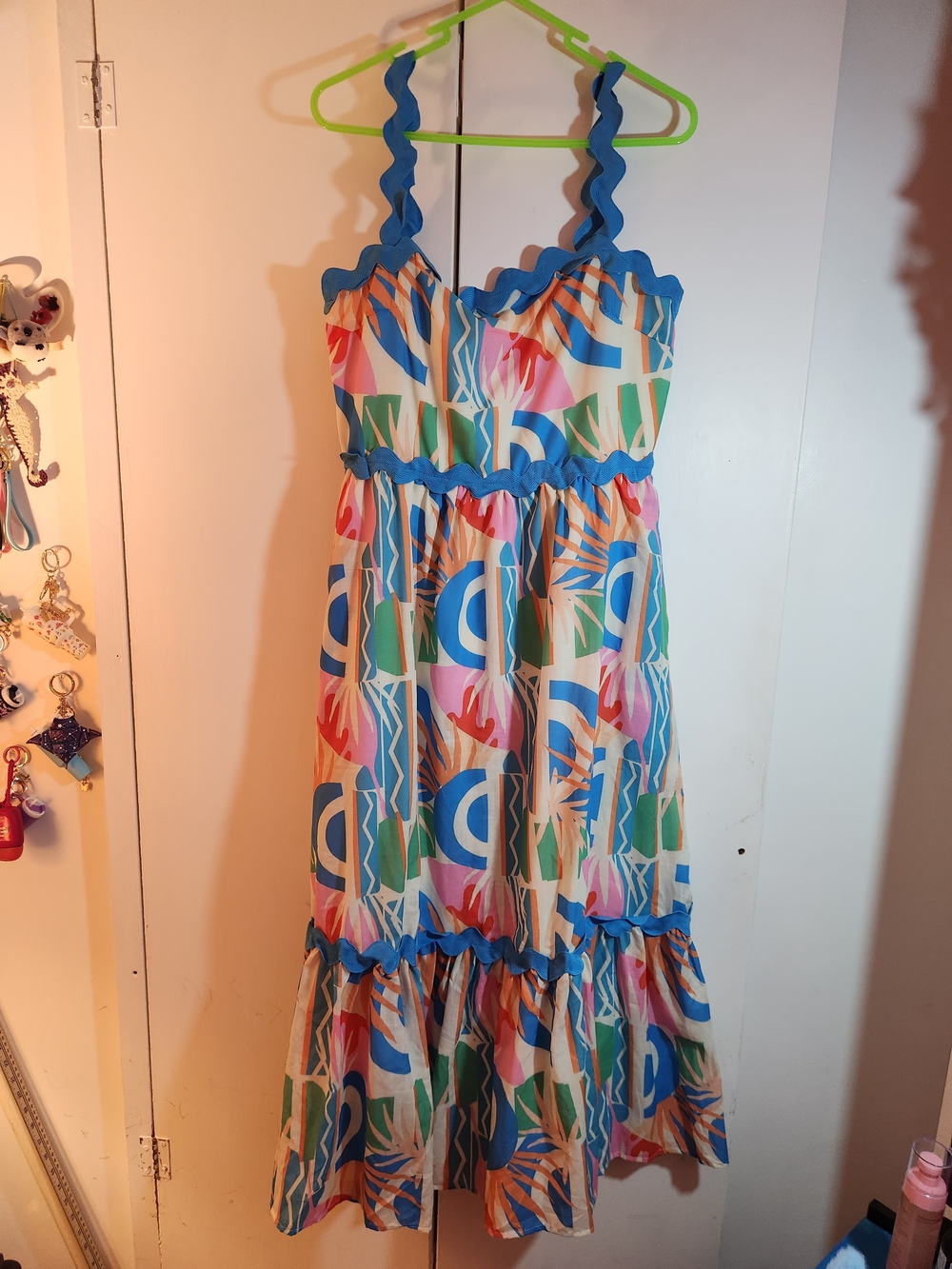 Flying Tomato Multicolor Maxi Dress with Blue Trim